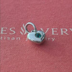 James Avery keepsake Heart charm w/lab created emerald. New never worn!